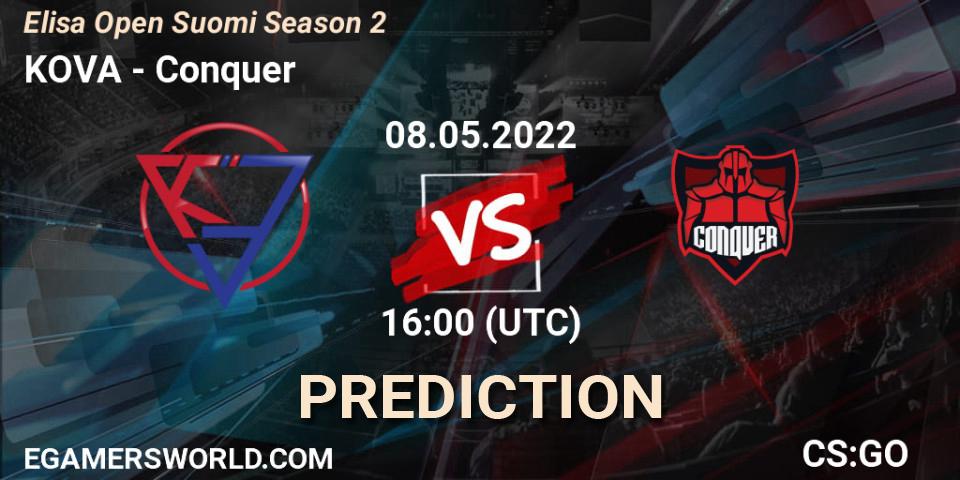 Prognoza KOVA - Conquer. 08.05.2022 at 16:00, Counter-Strike (CS2), Elisa Open Suomi Season 2