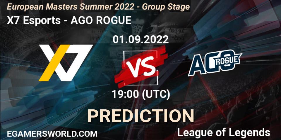 Prognoza X7 Esports - AGO ROGUE. 01.09.2022 at 19:00, LoL, European Masters Summer 2022 - Group Stage