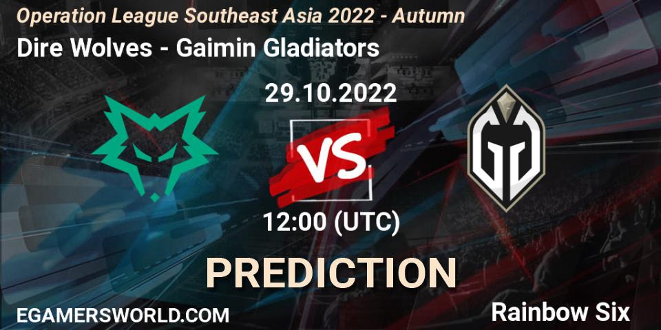 Prognoza Dire Wolves - Gaimin Gladiators. 29.10.2022 at 11:30, Rainbow Six, Operation League Southeast Asia 2022 - Autumn