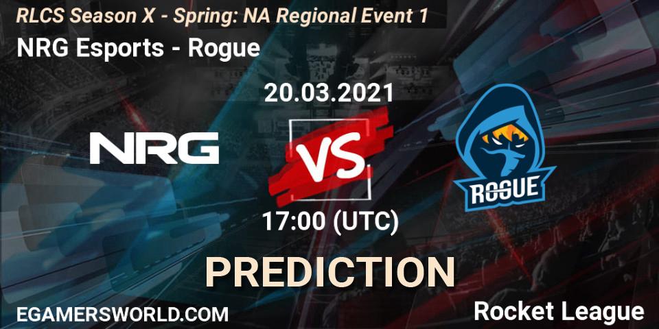 Prognoza NRG Esports - Rogue. 20.03.2021 at 17:00, Rocket League, RLCS Season X - Spring: NA Regional Event 1