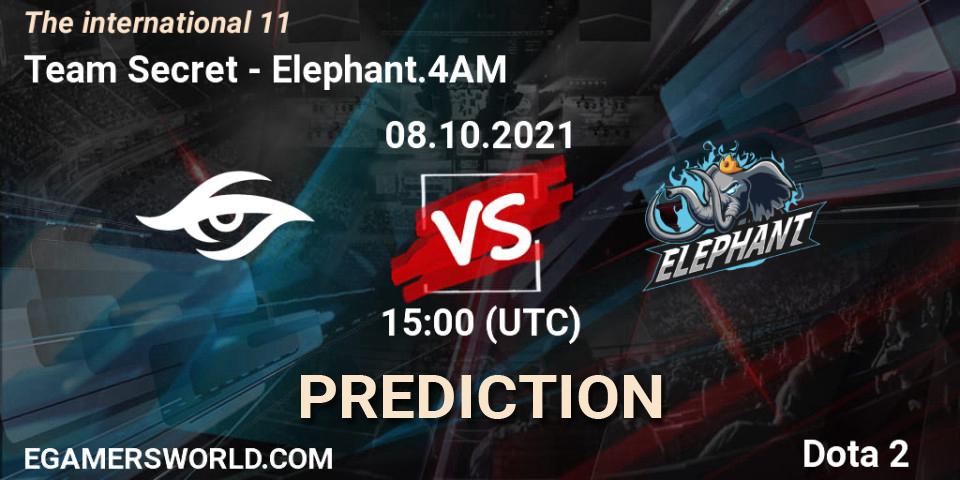 Prognoza Team Secret - Elephant.4AM. 08.10.2021 at 16:20, Dota 2, The Internationa 2021