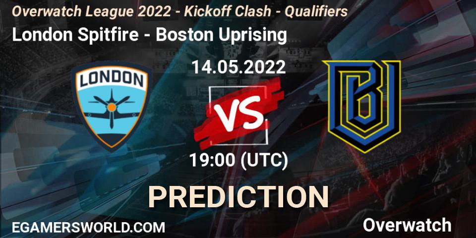 Prognoza London Spitfire - Boston Uprising. 14.05.2022 at 19:00, Overwatch, Overwatch League 2022 - Kickoff Clash - Qualifiers