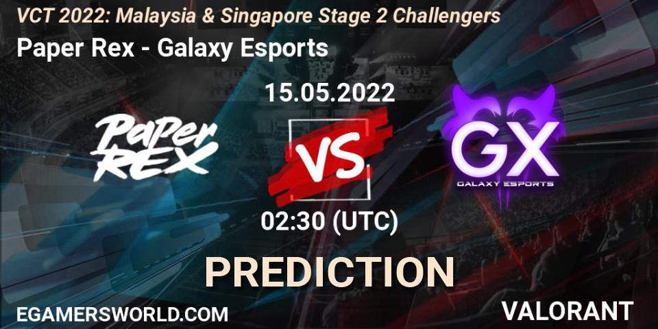 Prognoza Paper Rex - Galaxy Esports. 15.05.2022 at 02:30, VALORANT, VCT 2022: Malaysia & Singapore Stage 2 Challengers