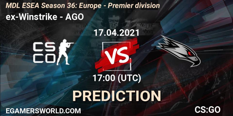 Prognoza ex-Winstrike - AGO. 17.04.2021 at 17:00, Counter-Strike (CS2), MDL ESEA Season 36: Europe - Premier division