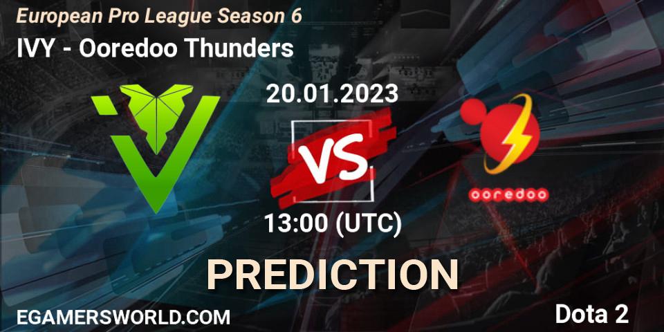 Prognoza IVY - Ooredoo Thunders. 20.01.2023 at 14:06, Dota 2, European Pro League Season 6