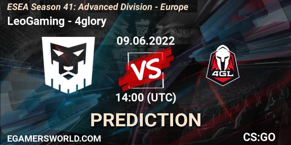 Prognoza LeoGaming - 4glory. 09.06.2022 at 14:00, Counter-Strike (CS2), ESEA Season 41: Advanced Division - Europe