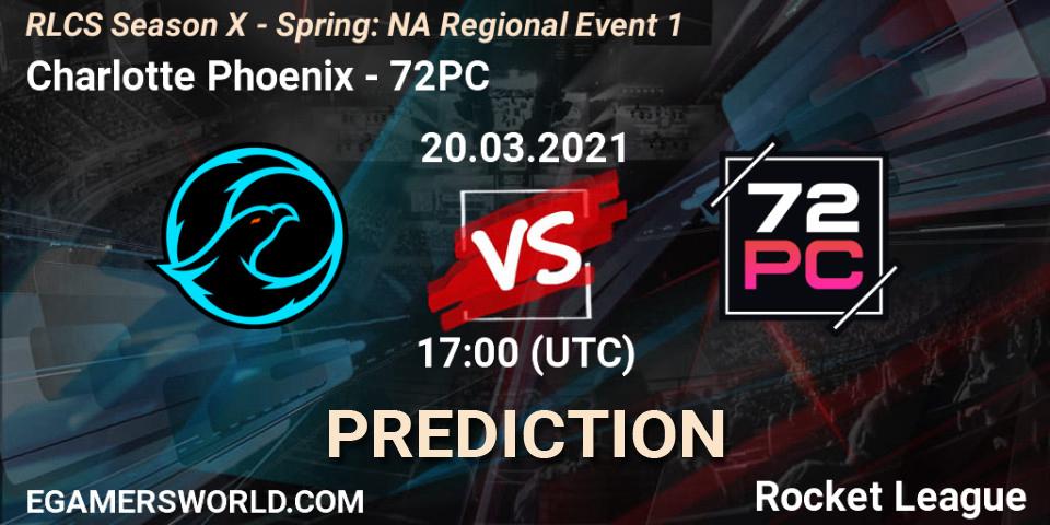 Prognoza Charlotte Phoenix - 72PC. 20.03.2021 at 17:00, Rocket League, RLCS Season X - Spring: NA Regional Event 1
