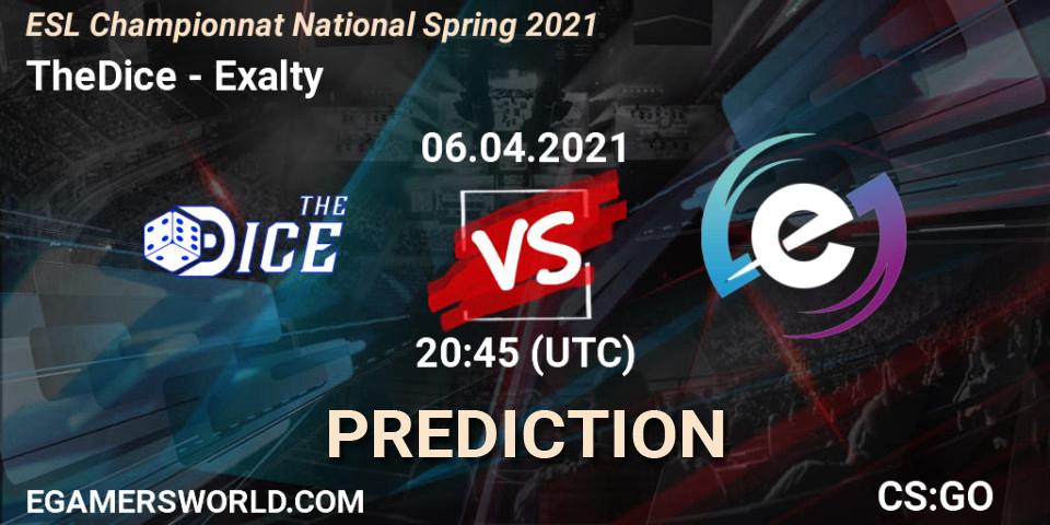 Prognoza TheDice - Exalty. 06.04.2021 at 19:45, Counter-Strike (CS2), ESL Championnat National Spring 2021