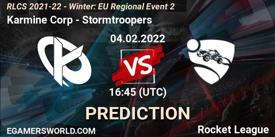 Prognoza Karmine Corp - Stormtroopers. 04.02.2022 at 16:45, Rocket League, RLCS 2021-22 - Winter: EU Regional Event 2
