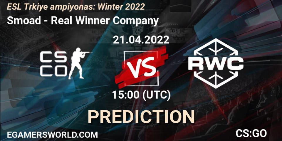 Prognoza Smoad - Real Winner Company. 21.04.2022 at 15:00, Counter-Strike (CS2), ESL Türkiye Şampiyonası: Winter 2022