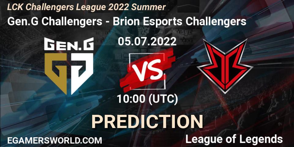 Prognoza Gen.G Challengers - Brion Esports Challengers. 05.07.2022 at 10:00, LoL, LCK Challengers League 2022 Summer
