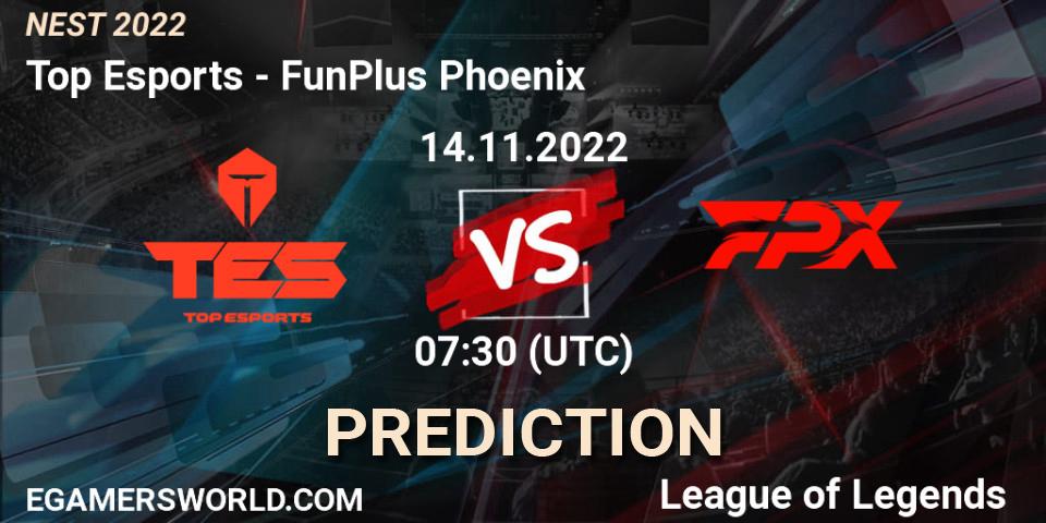 Prognoza Top Esports - FunPlus Phoenix. 14.11.2022 at 08:00, LoL, NEST 2022