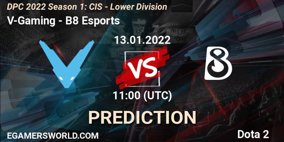 Prognoza V-Gaming - B8 Esports. 13.01.2022 at 11:00, Dota 2, DPC 2022 Season 1: CIS - Lower Division