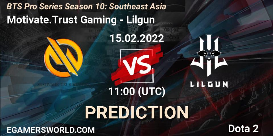 Prognoza Motivate.Trust Gaming - Lilgun. 15.02.2022 at 11:15, Dota 2, BTS Pro Series Season 10: Southeast Asia