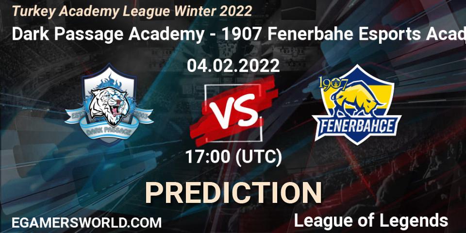Prognoza Dark Passage Academy - 1907 Fenerbahçe Esports Academy. 04.02.2022 at 17:00, LoL, Turkey Academy League Winter 2022
