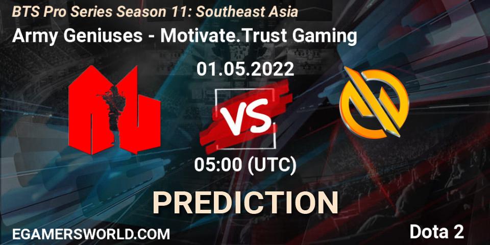 Prognoza Army Geniuses - Motivate.Trust Gaming. 01.05.2022 at 05:01, Dota 2, BTS Pro Series Season 11: Southeast Asia