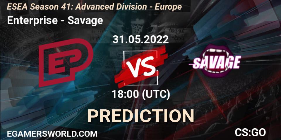 Prognoza Enterprise - Savage. 31.05.2022 at 18:00, Counter-Strike (CS2), ESEA Season 41: Advanced Division - Europe