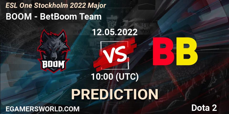 Prognoza BOOM - BetBoom Team. 12.05.2022 at 10:00, Dota 2, ESL One Stockholm 2022 Major