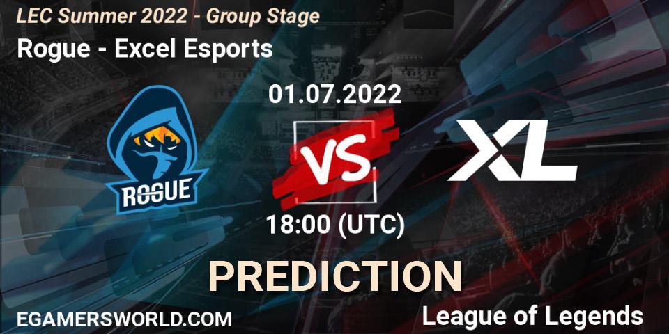 Prognoza Rogue - Excel Esports. 01.07.22, LoL, LEC Summer 2022 - Group Stage