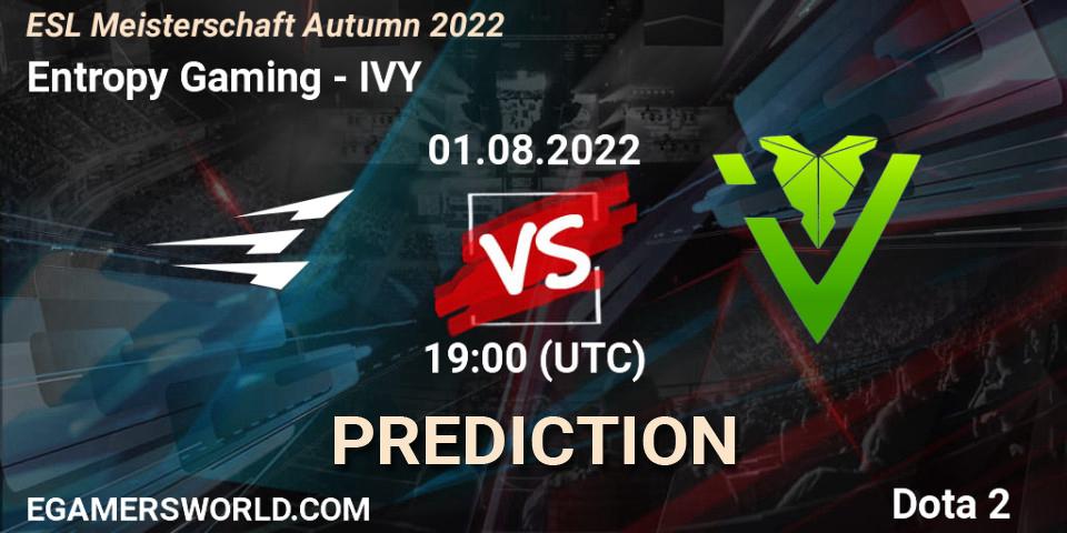 Prognoza Entropy Gaming - IVY. 01.08.2022 at 19:27, Dota 2, ESL Meisterschaft Autumn 2022