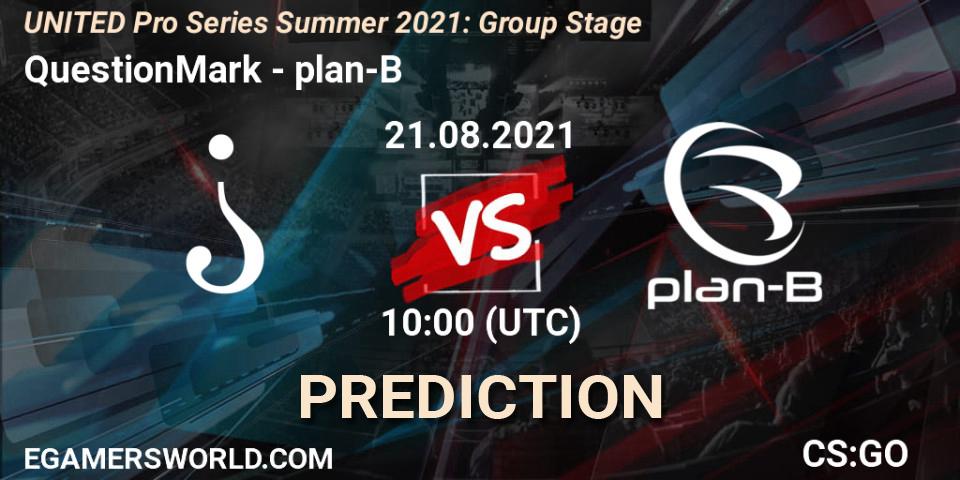 Prognoza QuestionMark - plan-B. 21.08.2021 at 10:00, Counter-Strike (CS2), UNITED Pro Series Summer 2021: Group Stage