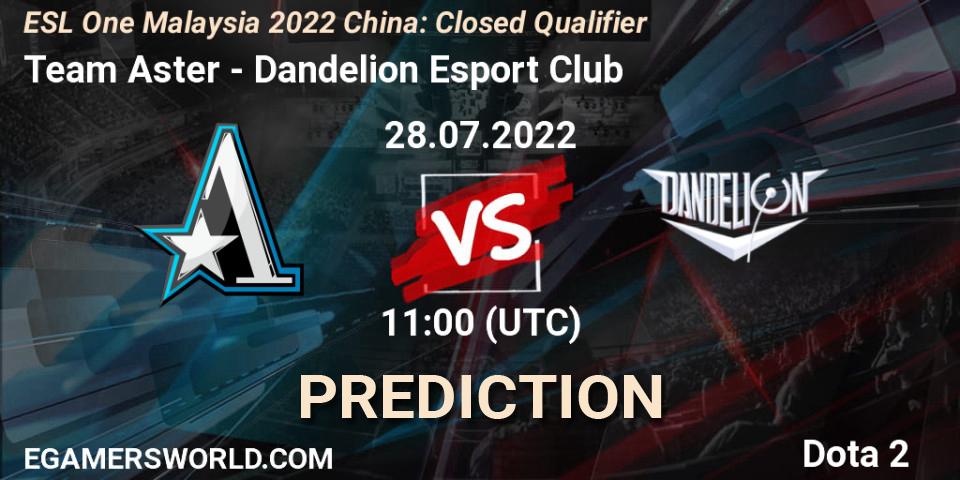 Prognoza Team Aster - Dandelion Esport Club. 28.07.2022 at 11:00, Dota 2, ESL One Malaysia 2022 China: Closed Qualifier