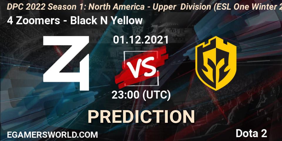 Prognoza 4 Zoomers - Black N Yellow. 01.12.2021 at 23:17, Dota 2, DPC 2022 Season 1: North America - Upper Division (ESL One Winter 2021)