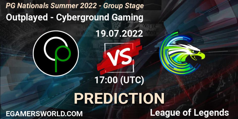 Prognoza Outplayed - Cyberground Gaming. 19.07.2022 at 17:00, LoL, PG Nationals Summer 2022 - Group Stage
