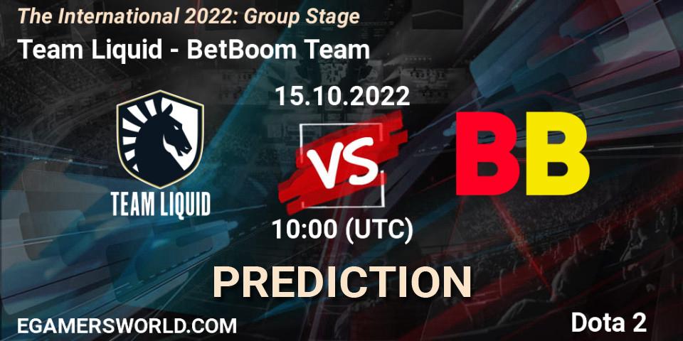 Prognoza Team Liquid - BetBoom Team. 15.10.2022 at 11:21, Dota 2, The International 2022: Group Stage