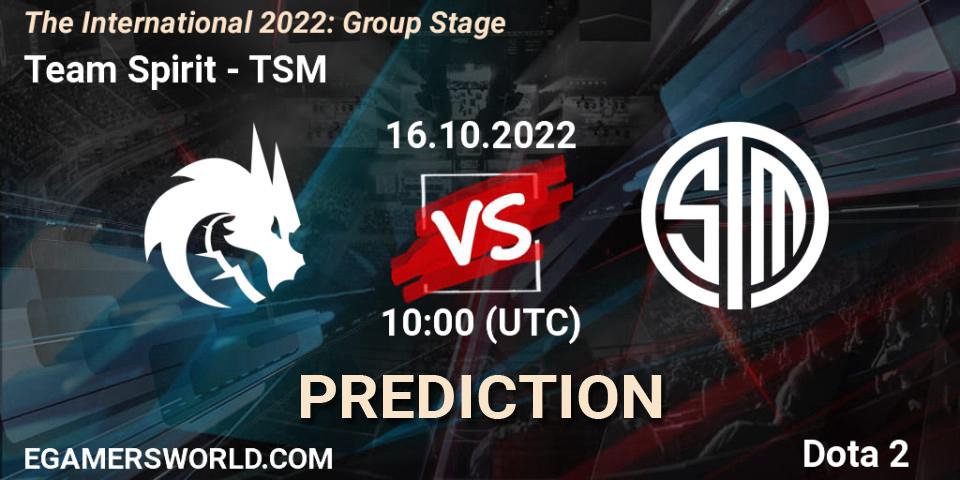 Prognoza Team Spirit - TSM. 16.10.22, Dota 2, The International 2022: Group Stage