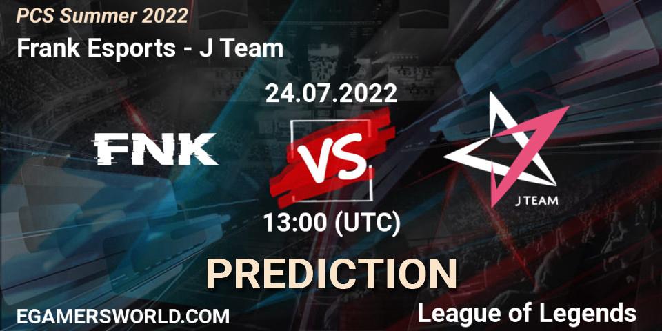 Prognoza Frank Esports - J Team. 24.07.2022 at 13:00, LoL, PCS Summer 2022