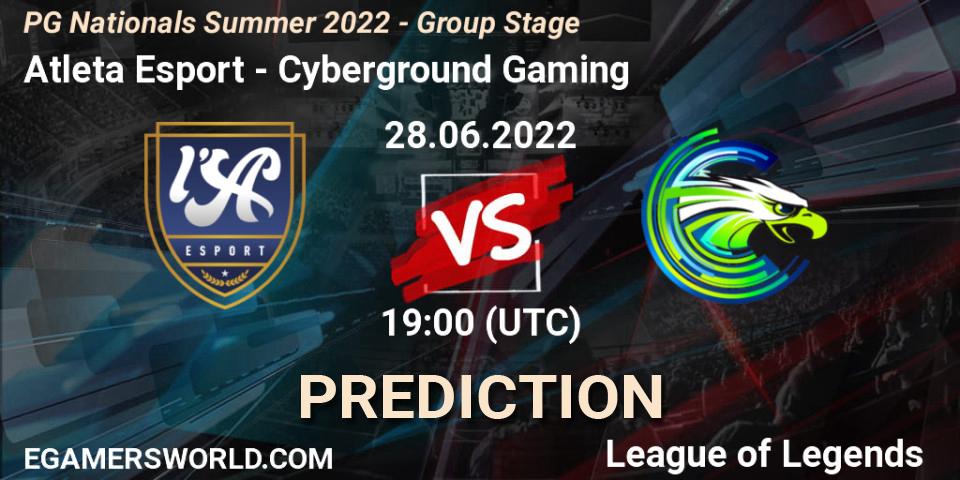 Prognoza Atleta Esport - Cyberground Gaming. 28.06.2022 at 19:00, LoL, PG Nationals Summer 2022 - Group Stage