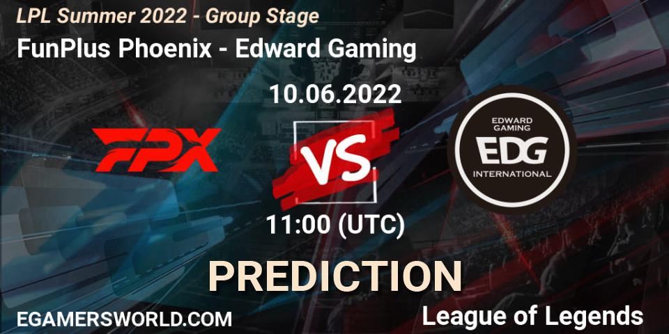 Prognoza FunPlus Phoenix - Edward Gaming. 10.06.2022 at 11:45, LoL, LPL Summer 2022 - Group Stage