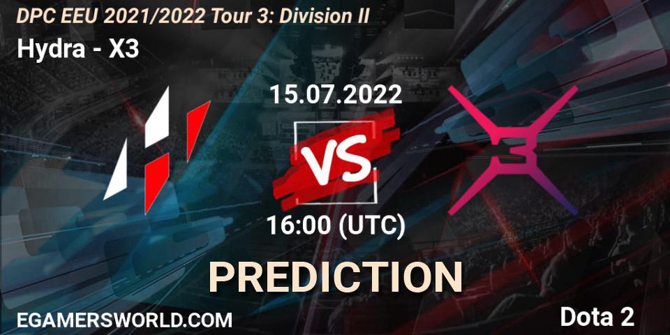Prognoza Hydra - X3. 15.07.2022 at 16:01, Dota 2, DPC EEU 2021/2022 Tour 3: Division II