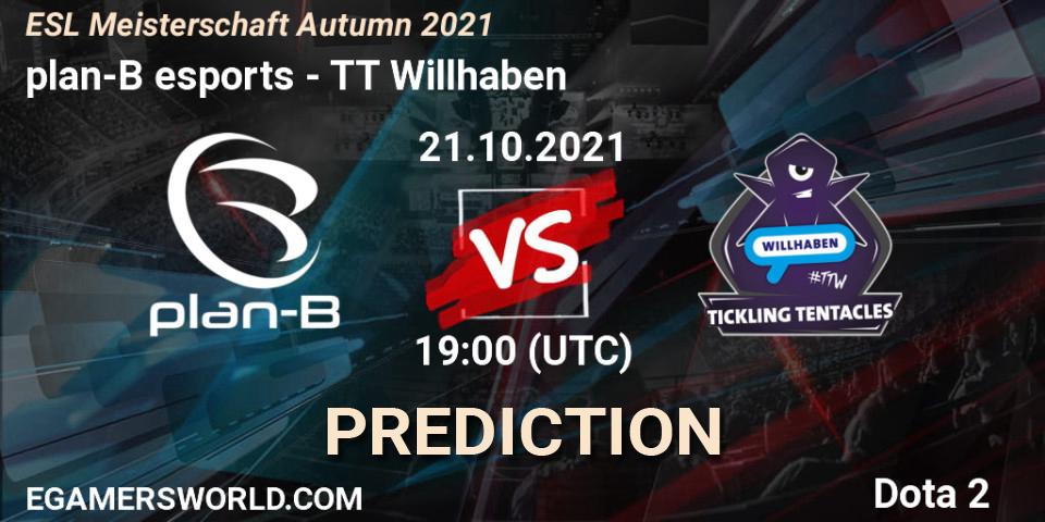 Prognoza plan-B esports - TT Willhaben. 21.10.2021 at 19:00, Dota 2, ESL Meisterschaft Autumn 2021