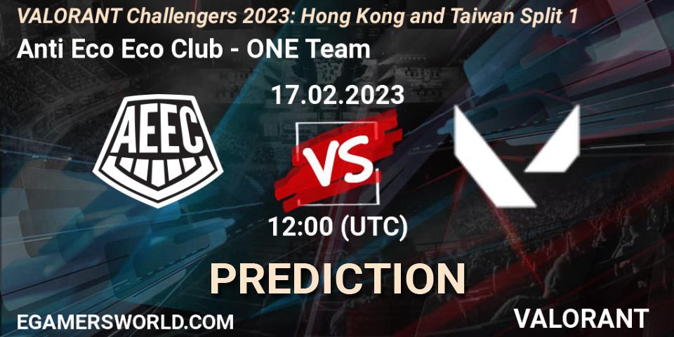 Prognoza Anti Eco Eco Club - ONE Team. 17.02.2023 at 10:20, VALORANT, VALORANT Challengers 2023: Hong Kong and Taiwan Split 1