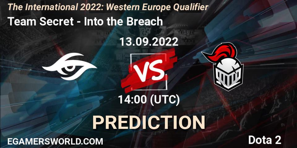 Prognoza Team Secret - Into the Breach. 13.09.2022 at 13:41, Dota 2, The International 2022: Western Europe Qualifier