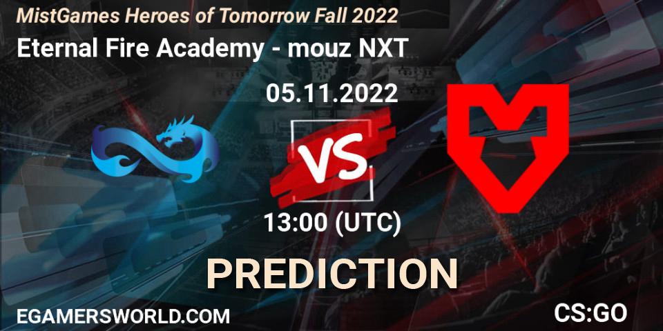 Prognoza Eternal Fire Academy - mouz NXT. 05.11.2022 at 13:00, Counter-Strike (CS2), MistGames Heroes of Tomorrow Fall 2022