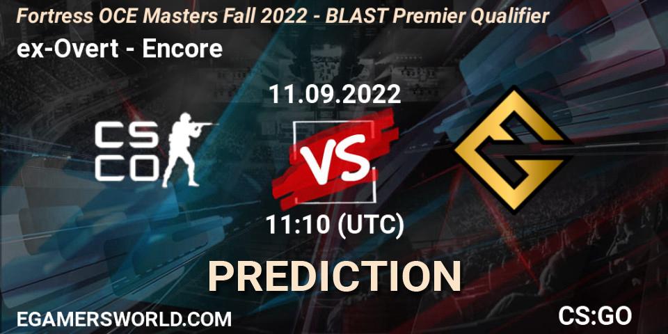 Prognoza ex-Overt - Encore. 11.09.22, CS2 (CS:GO), Fortress OCE Masters Fall 2022 - BLAST Premier Qualifier