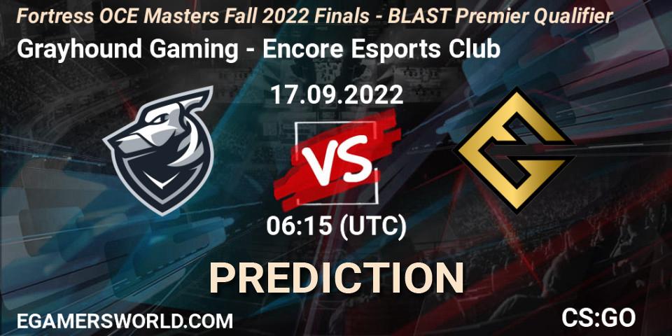 Prognoza Grayhound Gaming - Encore Esports Club. 17.09.2022 at 06:30, Counter-Strike (CS2), Fortress OCE Masters 2022