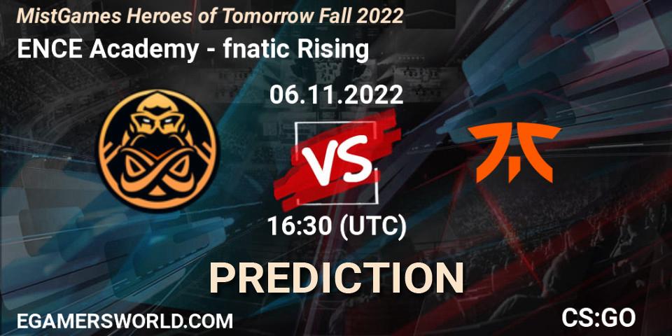 Prognoza ENCE Academy - fnatic Rising. 06.11.2022 at 16:30, Counter-Strike (CS2), MistGames Heroes of Tomorrow Fall 2022
