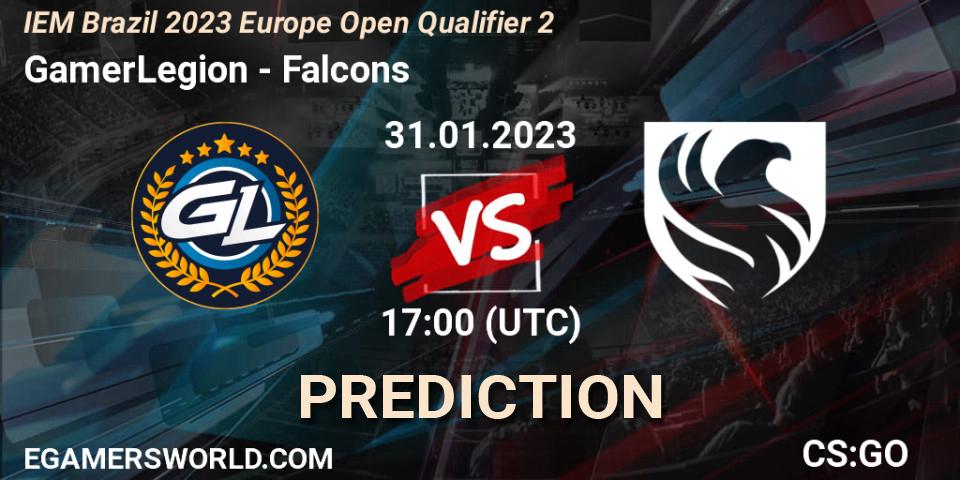 Prognoza GamerLegion - Falcons. 31.01.2023 at 17:00, Counter-Strike (CS2), IEM Brazil Rio 2023 Europe Open Qualifier 2