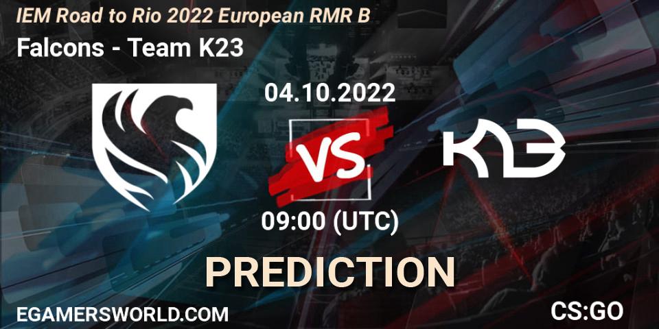 Prognoza Falcons - Team K23. 04.10.2022 at 15:35, Counter-Strike (CS2), IEM Road to Rio 2022 European RMR B