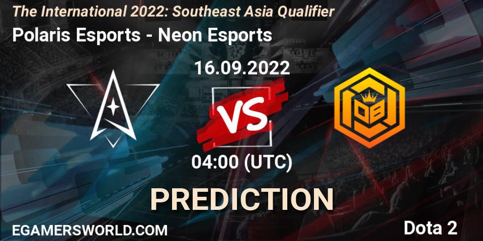Prognoza Polaris Esports - Neon Esports. 16.09.22, Dota 2, The International 2022: Southeast Asia Qualifier