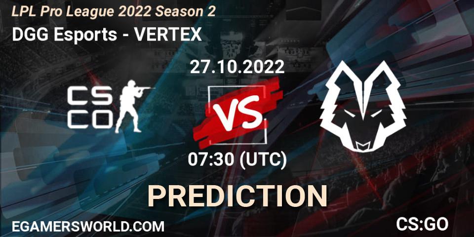 Prognoza DGG Esports - VERTEX. 27.10.2022 at 07:40, Counter-Strike (CS2), LPL Pro League 2022 Season 2