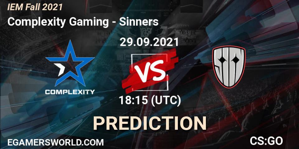Prognoza Complexity Gaming - Sinners. 29.09.2021 at 19:00, Counter-Strike (CS2), IEM Fall 2021: Europe RMR