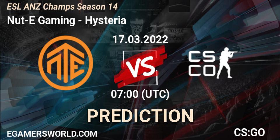 Prognoza Nut-E Gaming - Hysteria. 17.03.2022 at 07:00, Counter-Strike (CS2), ESL ANZ Champs Season 14