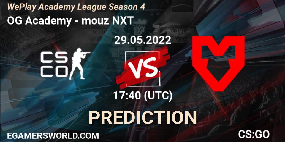 Prognoza OG Academy - mouz NXT. 29.05.2022 at 17:00, Counter-Strike (CS2), WePlay Academy League Season 4