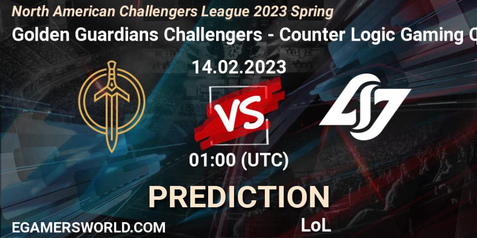 Prognoza Golden Guardians Challengers - Counter Logic Gaming Challengers. 14.02.23, LoL, NACL 2023 Spring - Group Stage