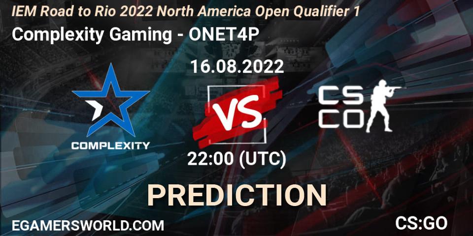 Prognoza Complexity Gaming - ONET4P. 16.08.2022 at 22:30, Counter-Strike (CS2), IEM Road to Rio 2022 North America Open Qualifier 1